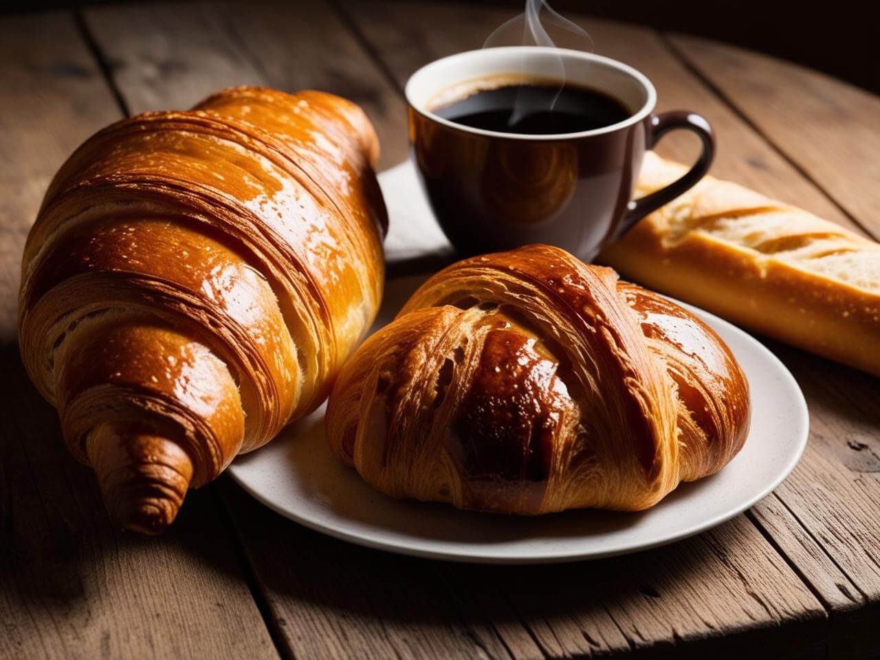 café croissant baguette